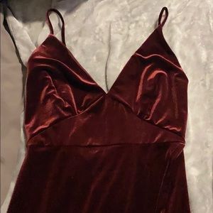 Maroon velvet maxi dress